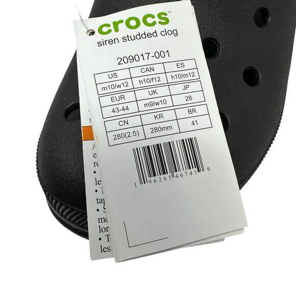 Crocs Siren Studded Platform Heel Clog Unisex Mens Sz 10 Women Sz 12 Chunky Goth - Picture 14 of 14
